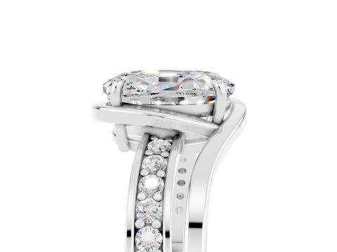 White gold Oval Cut Moissanite Solitaire Ring with Split Shank and Prong Setting_5