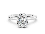 White gold Oval Cut Moissanite Solitaire Ring with Thin Band and Four-Prong Setting_12