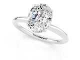 White gold Oval Cut Moissanite Solitaire Ring with Thin Band and Four-Prong Setting_13