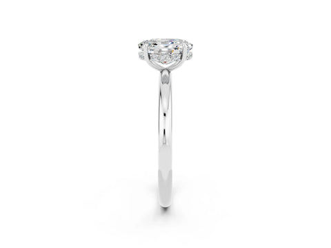 White gold Oval Cut Moissanite Solitaire Ring with Thin Band and Four-Prong Setting_14