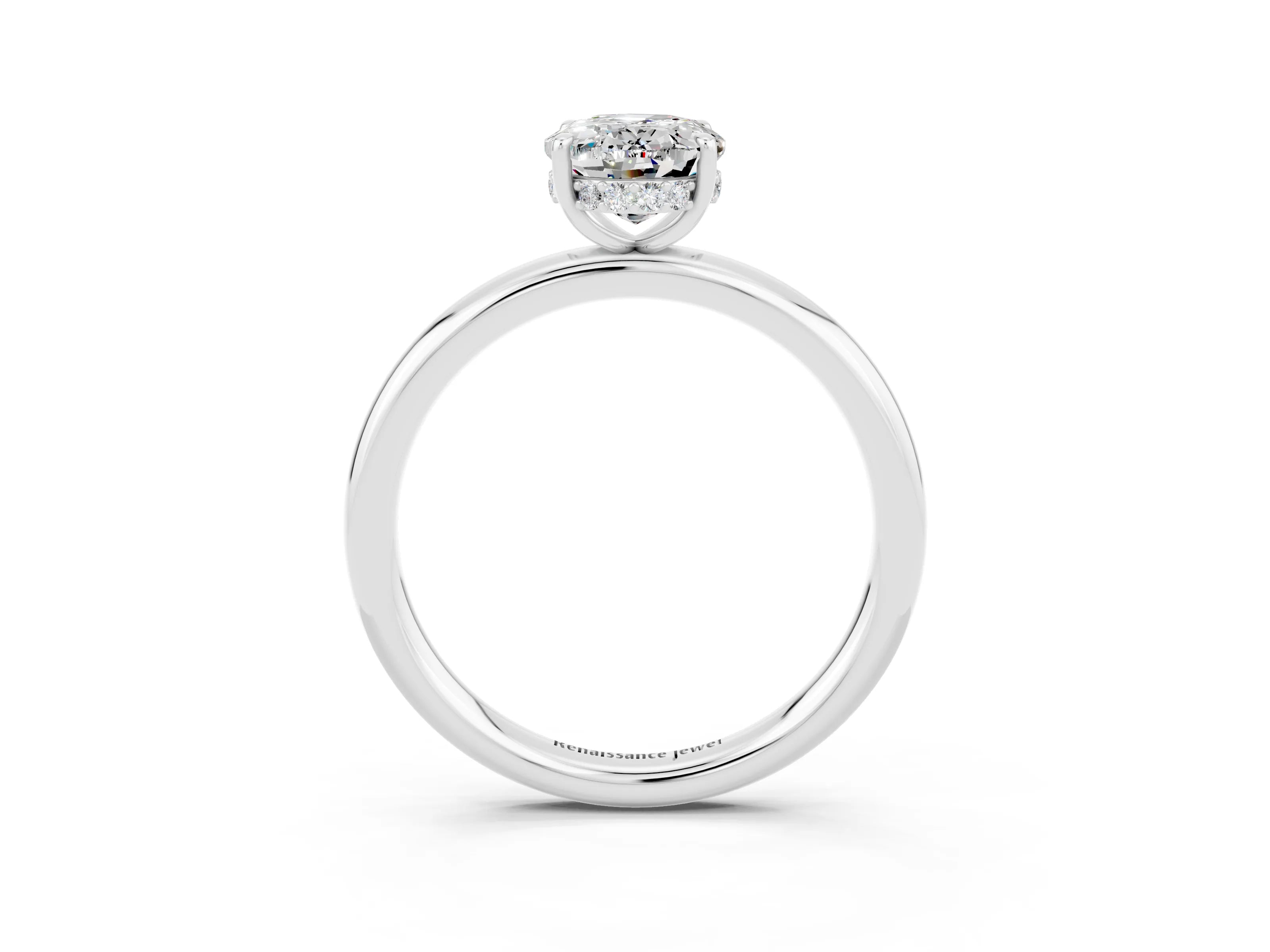 White gold Oval Cut Moissanite Solitaire Ring with Thin Band and Four-Prong Setting_15
