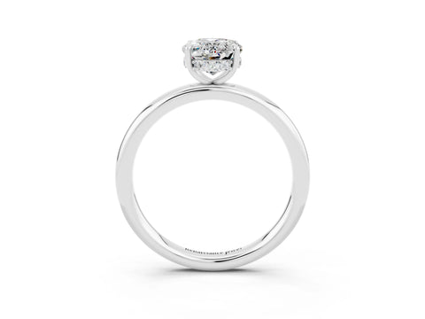 White gold Oval Cut Moissanite Solitaire Ring with Thin Band and Four-Prong Setting_15