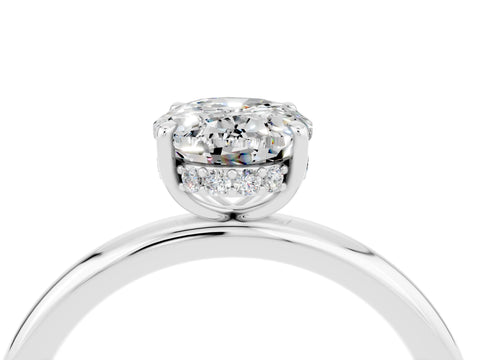 White gold Oval Cut Moissanite Solitaire Ring with Thin Band and Four-Prong Setting_16