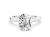 White gold Oval Cut Moissanite Solitaire Ring with Thin Band and Prong Setting_12