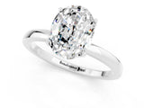 White gold Oval Cut Moissanite Solitaire Ring with Thin Band and Prong Setting_13