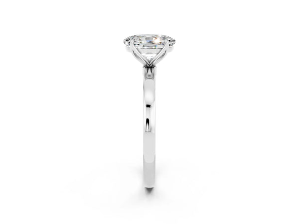 Silver Oval Cut Moissanite Solitaire Ring with Thin Band and Prong Setting
