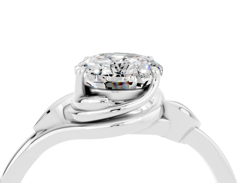 White gold Oval Cut Moissanite Solitaire Ring with Twist Band and Four-Prong Setting_40
