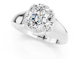 White gold Oval Cut Moissanite Solitaire Ring with Wide Band and Prong Setting_1