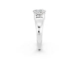 White gold Oval Cut Moissanite Solitaire Ring with Wide Band and Prong Setting_2