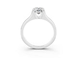 White gold Oval Cut Moissanite Solitaire Ring with Wide Band and Prong Setting_3