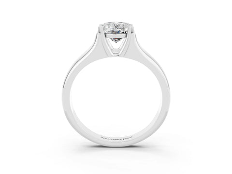 White gold Oval Cut Moissanite Solitaire Ring with Wide Band and Prong Setting_3