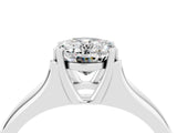White gold Oval Cut Moissanite Solitaire Ring with Wide Band and Prong Setting_4