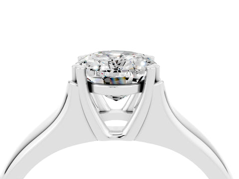 White gold Oval Cut Moissanite Solitaire Ring with Wide Band and Prong Setting_4