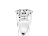 White gold Oval Cut Moissanite Solitaire Ring with Wide Band and Prong Setting_5