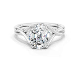 White gold Oval Cut Moissanite Solitaire Twist Band Prong Setting Ring_36