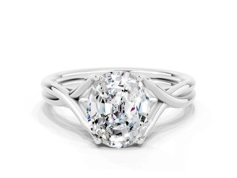 White gold Oval Cut Moissanite Solitaire Twist Band Prong Setting Ring_36