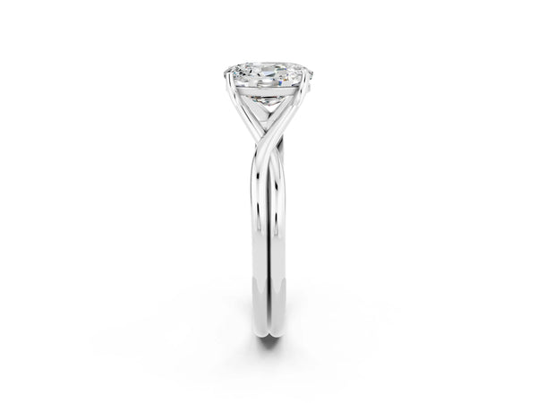Platinum Oval Cut Moissanite Solitaire Twist Band Prong Setting Ring