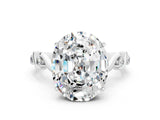 White gold Oval Cut Moissanite Solitaire Twisted Band with Round  Accents and Prong Setting_12