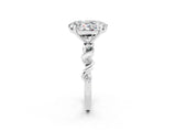White gold Oval Cut Moissanite Solitaire Twisted Band with Round  Accents and Prong Setting_14