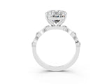 White gold Oval Cut Moissanite Solitaire Twisted Band with Round  Accents and Prong Setting_15