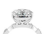 White gold Oval Cut Moissanite Solitaire Twisted Band with Round  Accents and Prong Setting_16