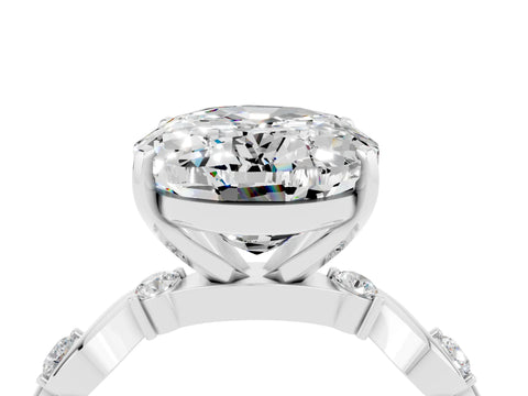 White gold Oval Cut Moissanite Solitaire Twisted Band with Round  Accents and Prong Setting_16