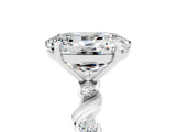 White gold Oval Cut Moissanite Solitaire Twisted Band with Round  Accents and Prong Setting_17