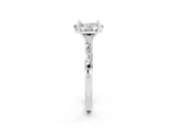 White gold Oval Cut Moissanite Solitaire with Side Baguettes and Channel Set Band_2