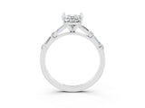 White gold Oval Cut Moissanite Solitaire with Side Baguettes and Channel Set Band_3