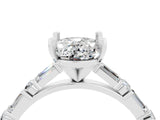 White gold Oval Cut Moissanite Solitaire with Side Baguettes and Channel Set Band_4