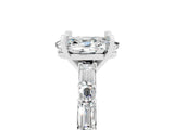 White gold Oval Cut Moissanite Solitaire with Side Baguettes and Channel Set Band_5