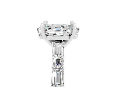 White gold Oval Cut Moissanite Solitaire with Side Baguettes and Channel Set Band_5