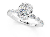 White gold Oval Cut Moissanite Solitaire with Side Stones on a Pavé Band and Four-Prong Setting_1