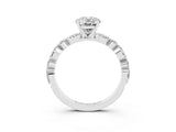 White gold Oval Cut Moissanite Solitaire with Side Stones on a Pavé Band and Four-Prong Setting_3
