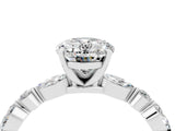 White gold Oval Cut Moissanite Solitaire with Side Stones on a Pavé Band and Four-Prong Setting_4