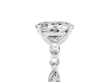 White gold Oval Cut Moissanite Solitaire with Side Stones on a Pavé Band and Four-Prong Setting_5