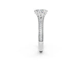White gold Oval Cut Moissanite Split Shank Engagement Ring with Pavé Band_2