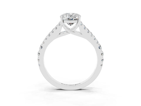 White gold Oval Cut Moissanite Split Shank Pavé Engagement Ring with Four-Prong Setting_15