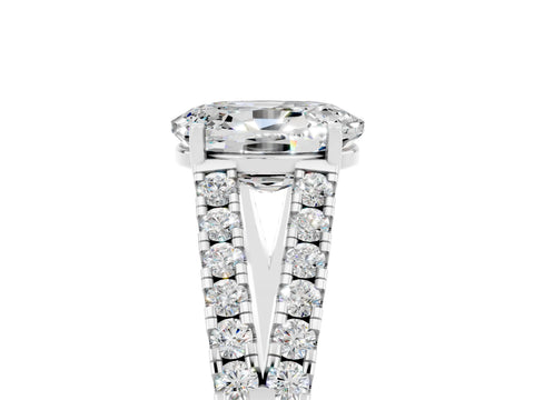 White gold Oval Cut Moissanite Split Shank Pavé Engagement Ring with Four-Prong Setting_17