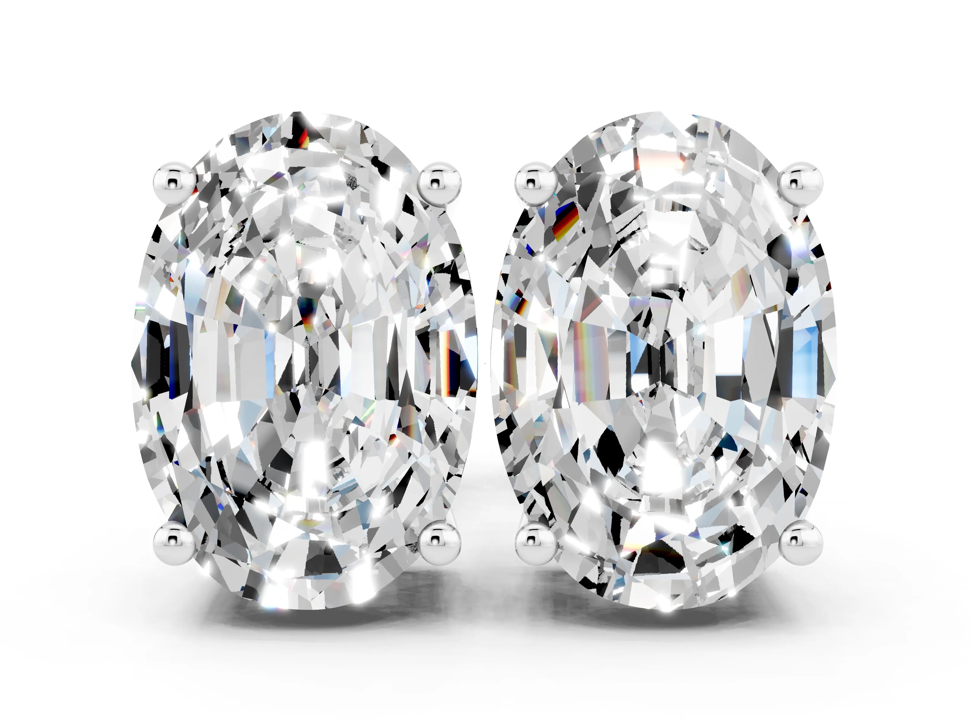 White gold Oval Cut Moissanite Stud Earrings_18