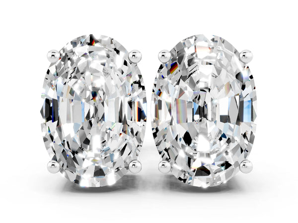Silver Oval Cut Moissanite Stud Earrings