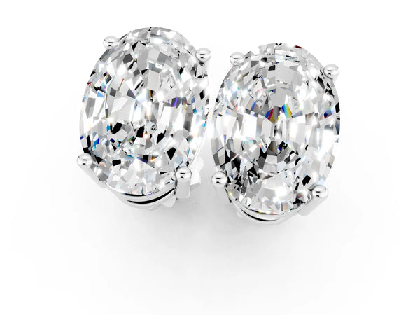 Silver Oval Cut Moissanite Stud Earrings