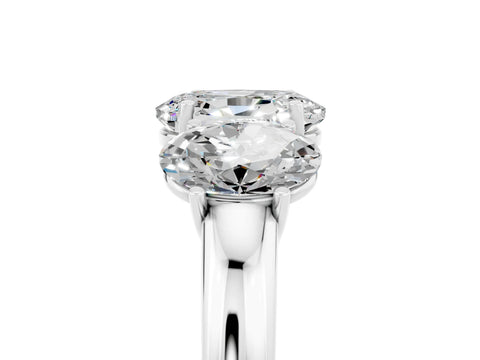 White gold Oval Cut Moissanite Three-Stone Ring with Four-Prong Setting and Classic Band_5