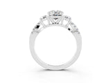 White gold Oval Cut Moissanite Three-Stone Ring with Pavé Split Shank and Four-Prong Setting_15