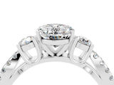 White gold Oval Cut Moissanite Three-Stone Ring with Pavé Split Shank and Four-Prong Setting_16