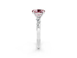 White gold Oval Cut Morganite Cluster Side Stone Solitaire Ring with Prong Setting_26