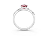 White gold Oval Cut Morganite Cluster Side Stone Solitaire Ring with Prong Setting_27