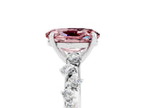 White gold Oval Cut Morganite Cluster Side Stone Solitaire Ring with Prong Setting_29