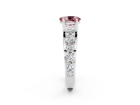 White gold Oval Cut Morganite Engagement Ring with Pavé Band and Four-Prong Setting_2