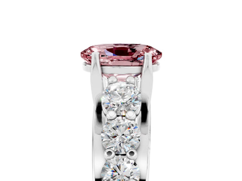 White gold Oval Cut Morganite Engagement Ring with Pavé Band and Four-Prong Setting_5